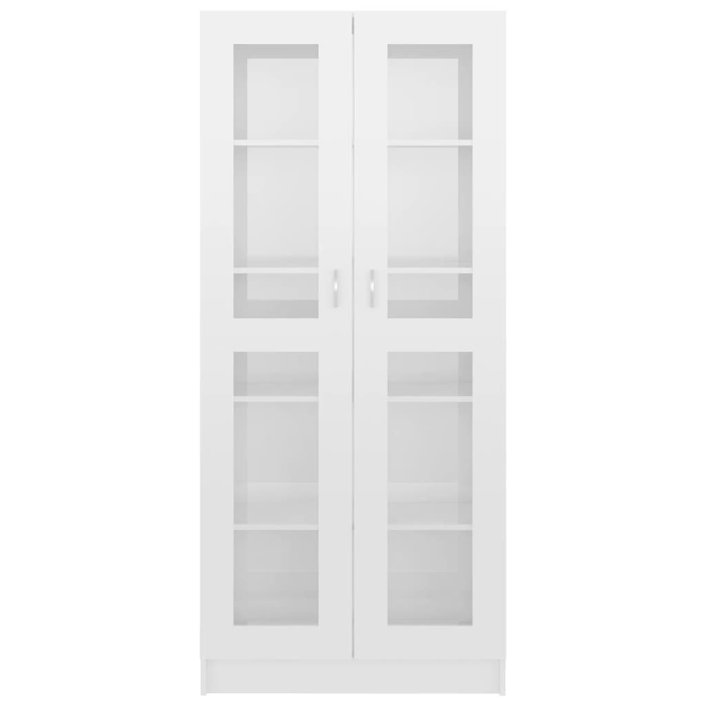 Dulap vitrină alb extralucios 82,5x30,5x185,5 cm lemn prelucrat