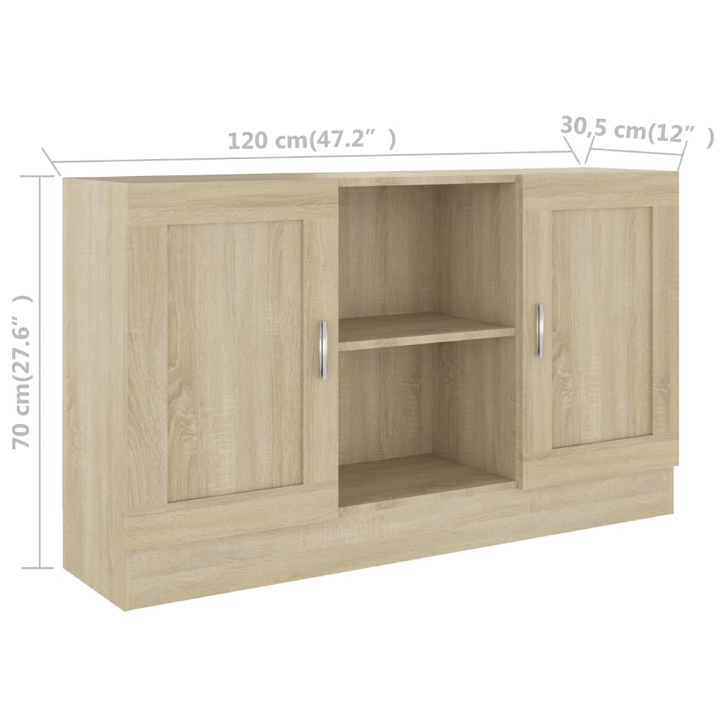 Sideboard, Sonoma oak, 120 x 30.5 x 70 cm, Chipboard