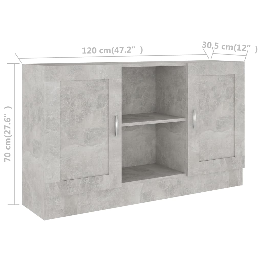 Sideboard, concrete grey, 120 x 30.5 x 70 cm, chipboard