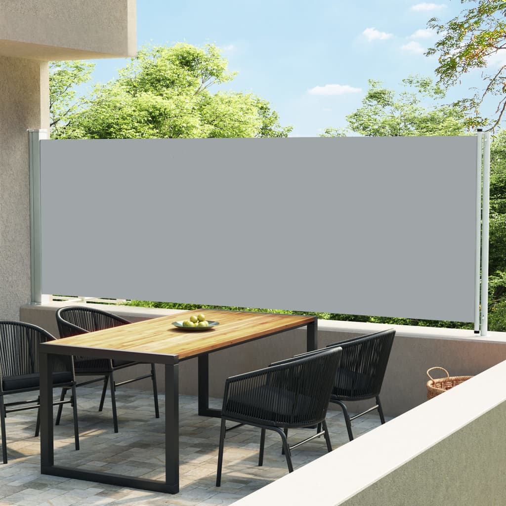 Copertină laterală retractabilă de terasă, gri, 600 x 160 cm