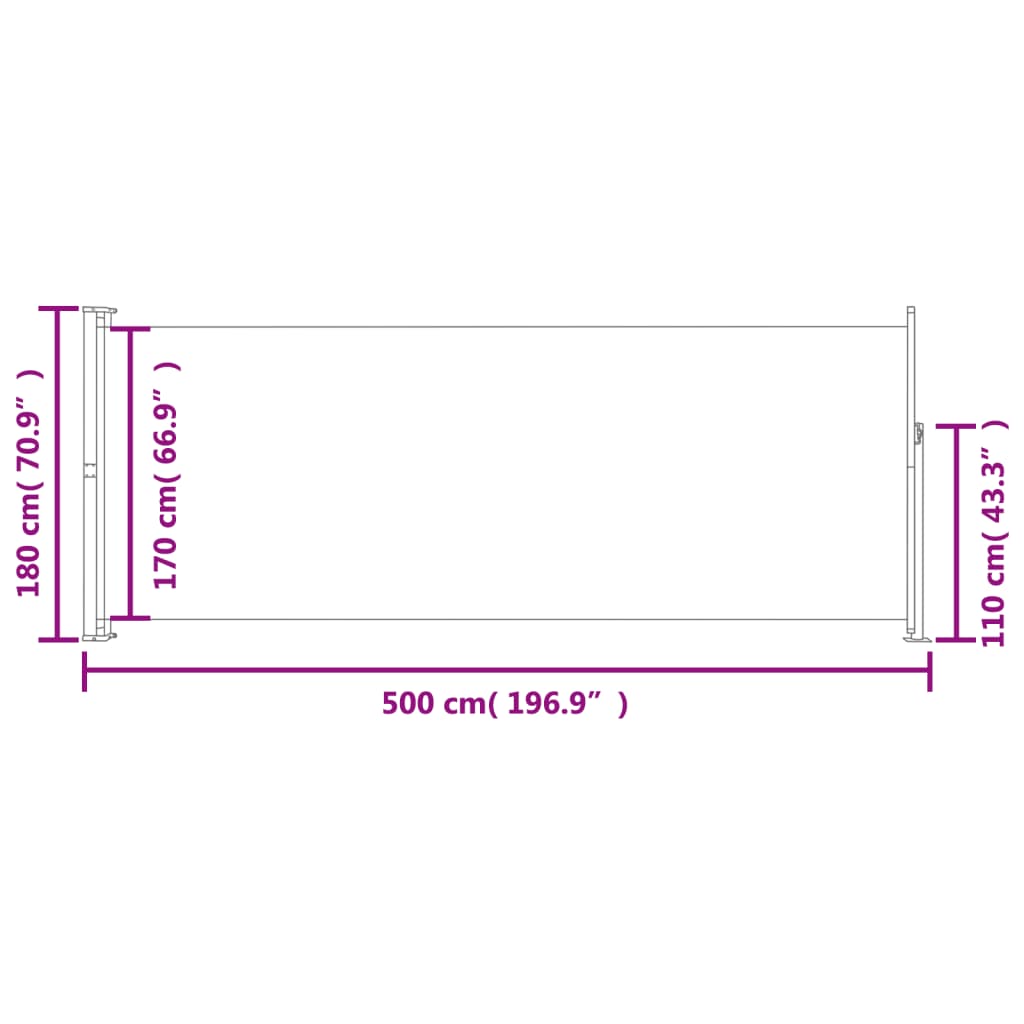 Copertină laterală retractabilă de terasă, albastru, 180x500 cm