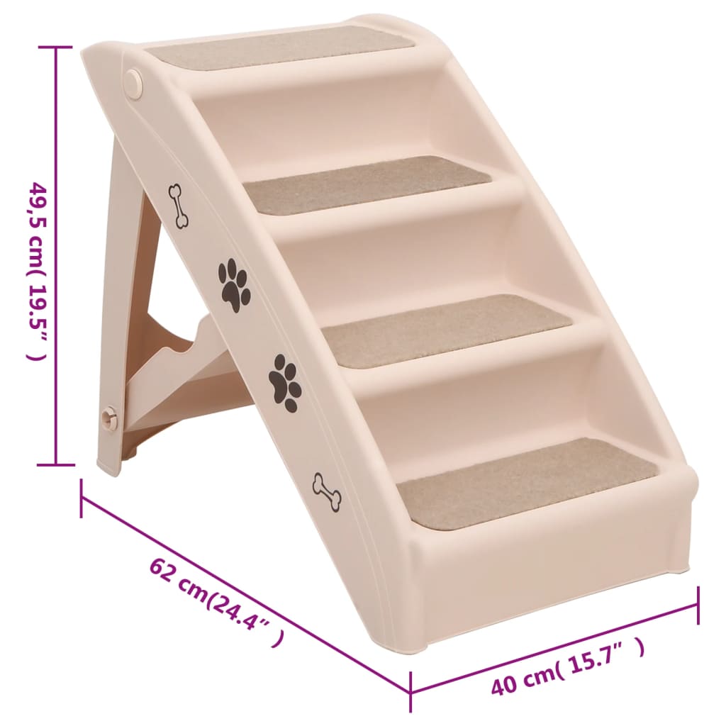 Folding dog ladder, cream, 62 x 40 x 49.5 cm