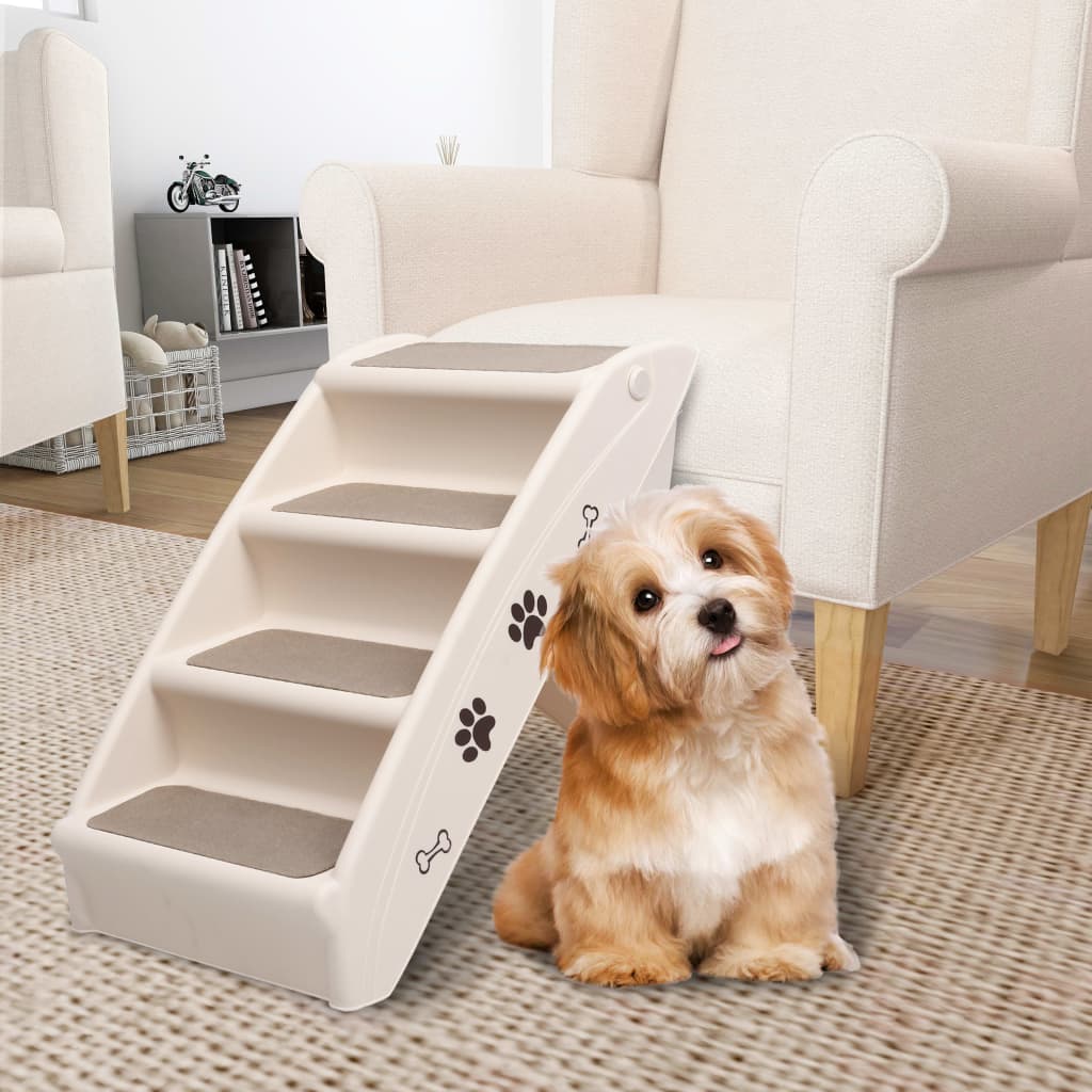 Folding dog ladder, cream, 62 x 40 x 49.5 cm