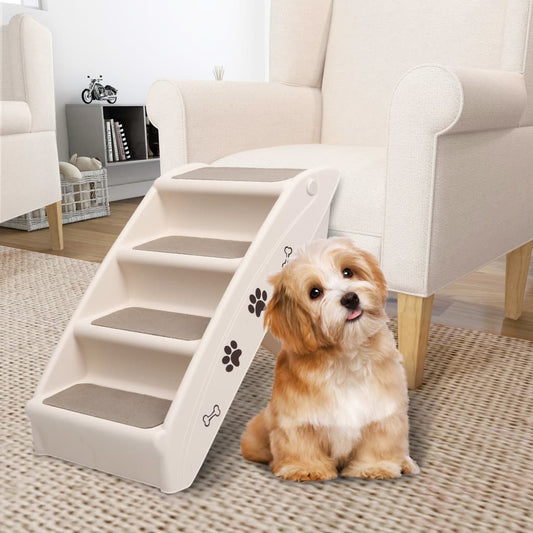 Folding dog ladder, cream, 62 x 40 x 49.5 cm