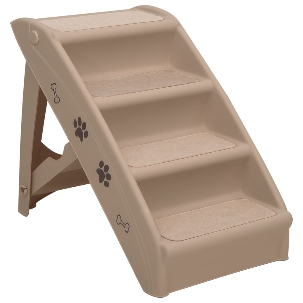 Folding dog ladder, brown, 62 x 40 x 49.5 cm