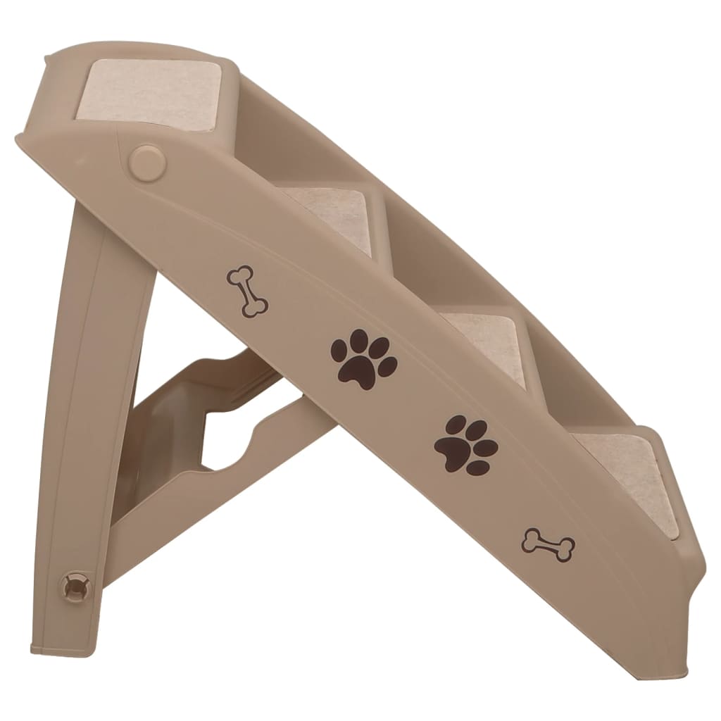 Folding dog ladder, brown, 62 x 40 x 49.5 cm