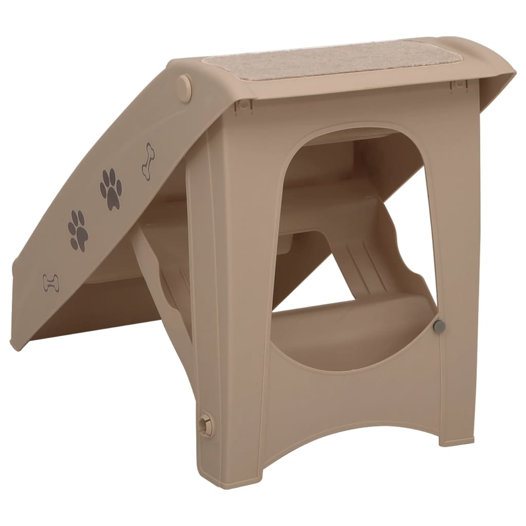 Folding dog ladder, brown, 62 x 40 x 49.5 cm