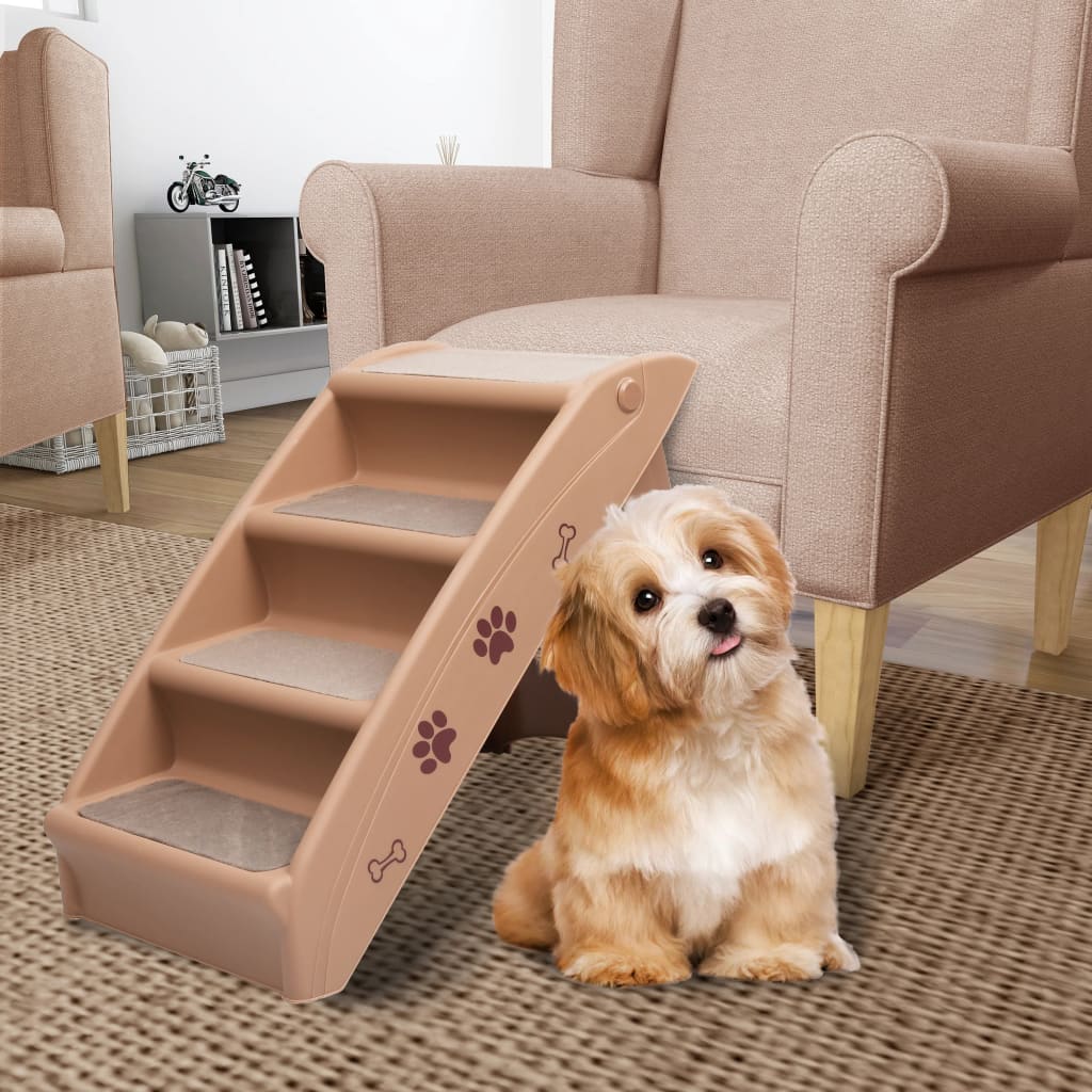 Folding dog ladder, brown, 62 x 40 x 49.5 cm