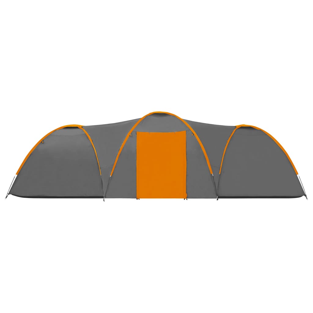 Igloo camping tent, 8 pers., grey/orange, 650x240x190 cm