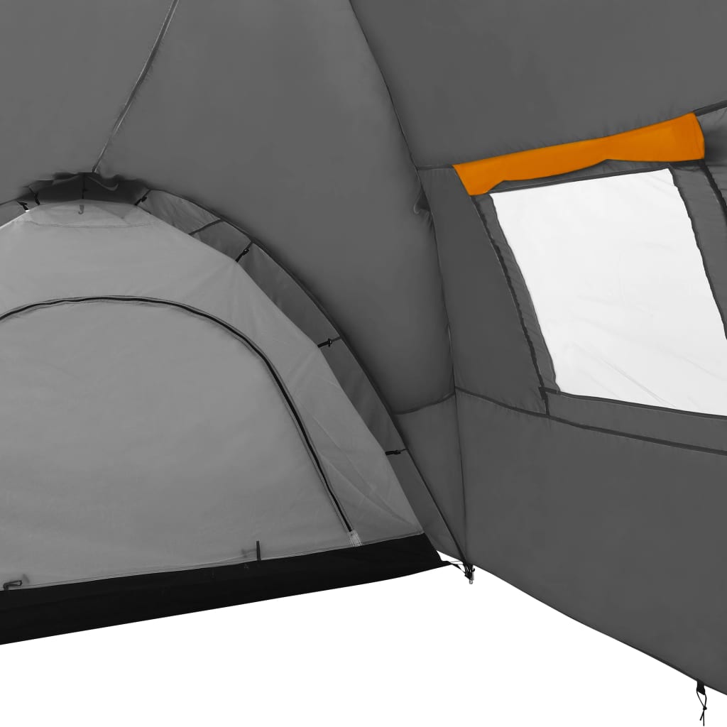 Igloo camping tent, 8 pers., grey/orange, 650x240x190 cm