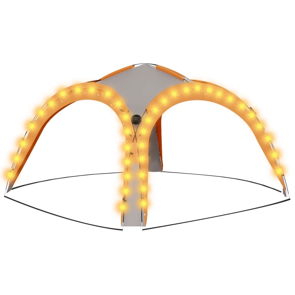 Cort petrecere cu LED, 4 pereți, gri&portocaliu, 3,6x3,6x2,3 m