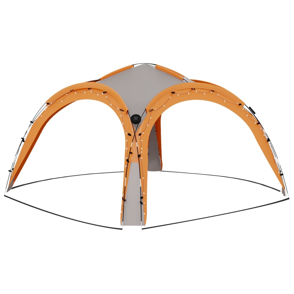 Cort petrecere cu LED, 4 pereți, gri&portocaliu, 3,6x3,6x2,3 m