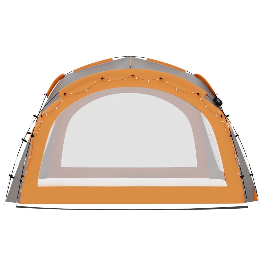 Cort petrecere cu LED, 4 pereți, gri&portocaliu, 3,6x3,6x2,3 m