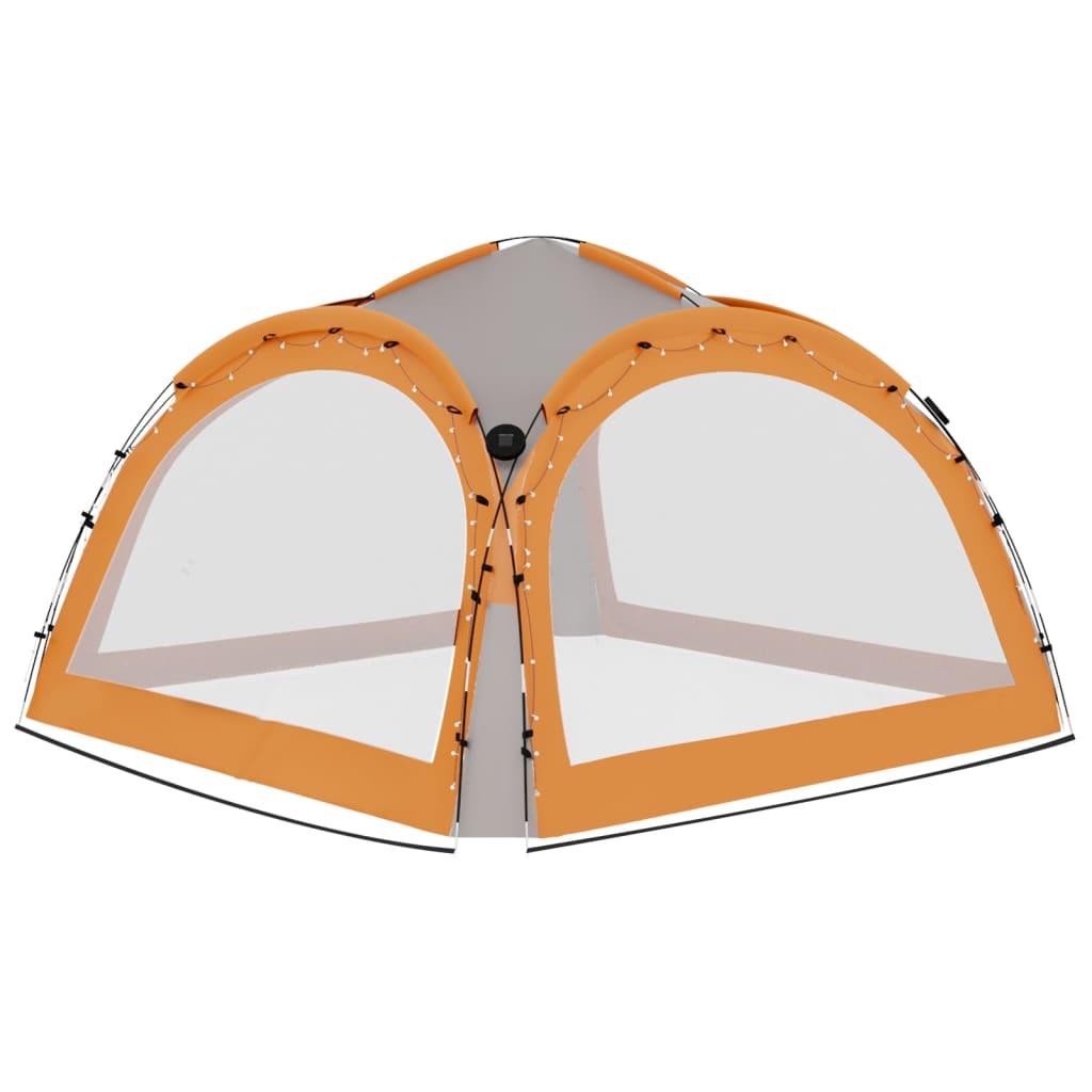 Cort petrecere cu LED, 4 pereți, gri&portocaliu, 3,6x3,6x2,3 m
