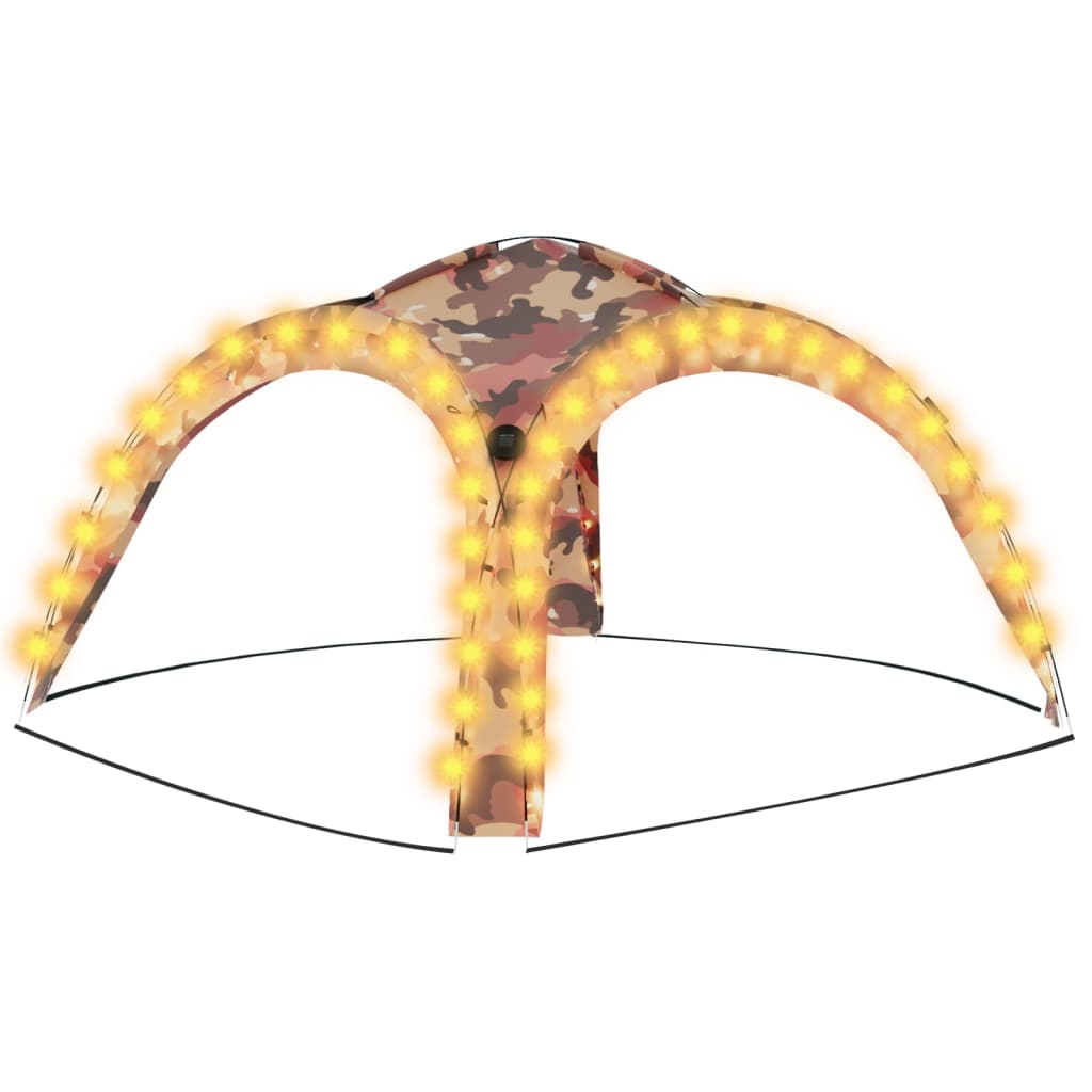 Cort de petrecere cu LED și 4 pereți, camuflaj, 3,6x3,6x2,3 m