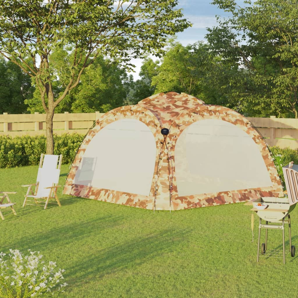 Cort de petrecere cu LED și 4 pereți, camuflaj, 3,6x3,6x2,3 m