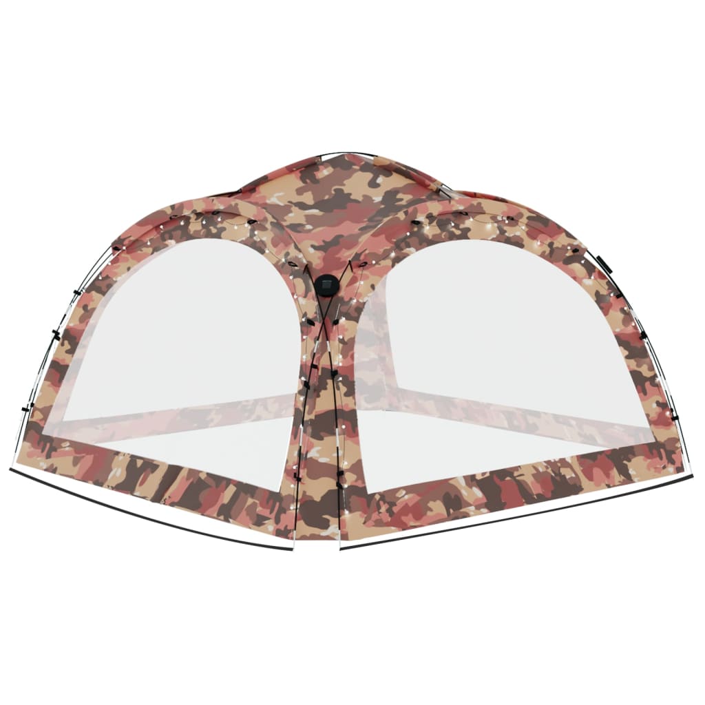 Cort de petrecere cu LED și 4 pereți, camuflaj, 3,6x3,6x2,3 m