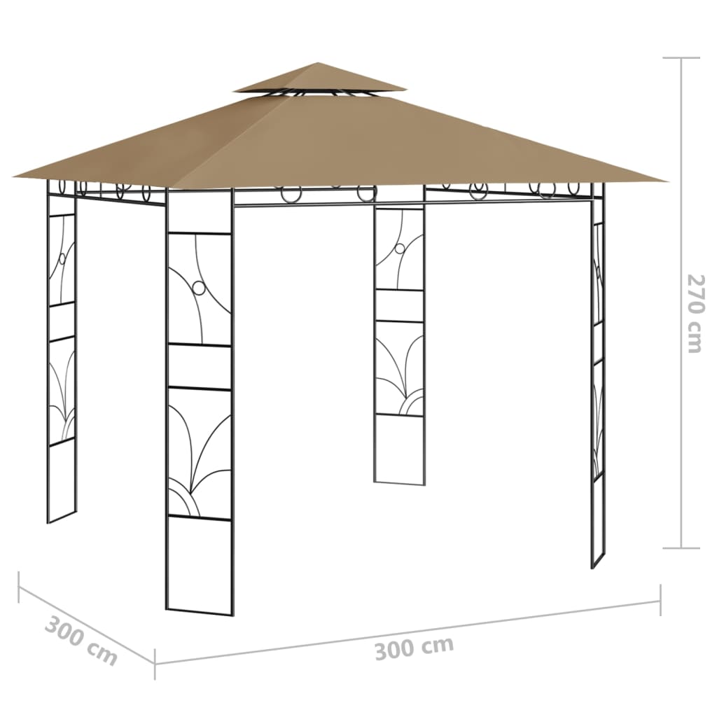 Pavilion, gri taupe, 3x3x2,7 m, 160 g/m²