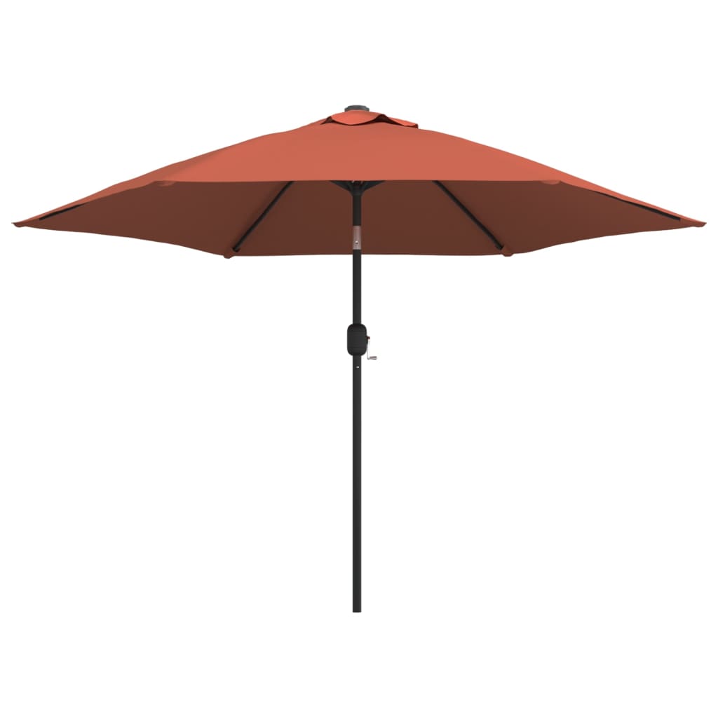 Umbrelă de soare cu LED-uri și stâlp oțel, cărămiziu, 300 cm