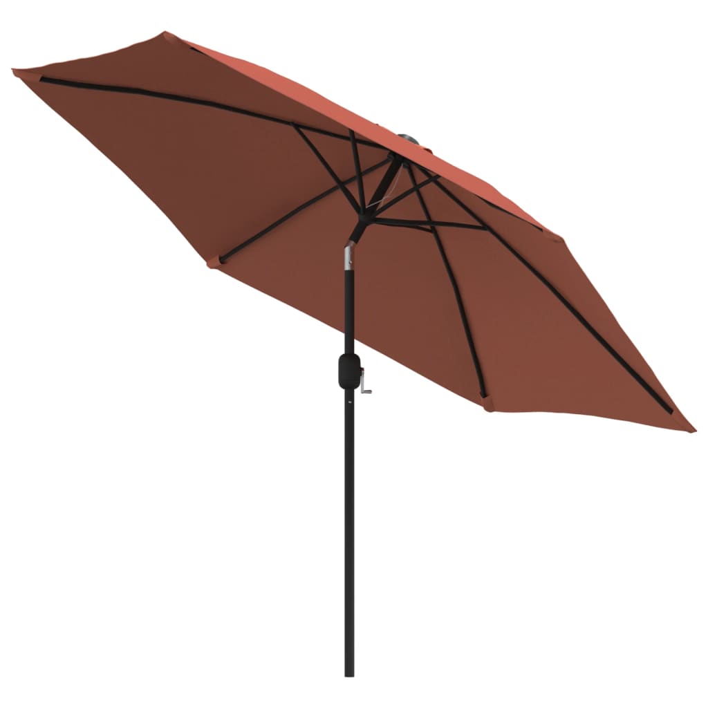 Umbrelă de soare cu LED-uri și stâlp oțel, cărămiziu, 300 cm