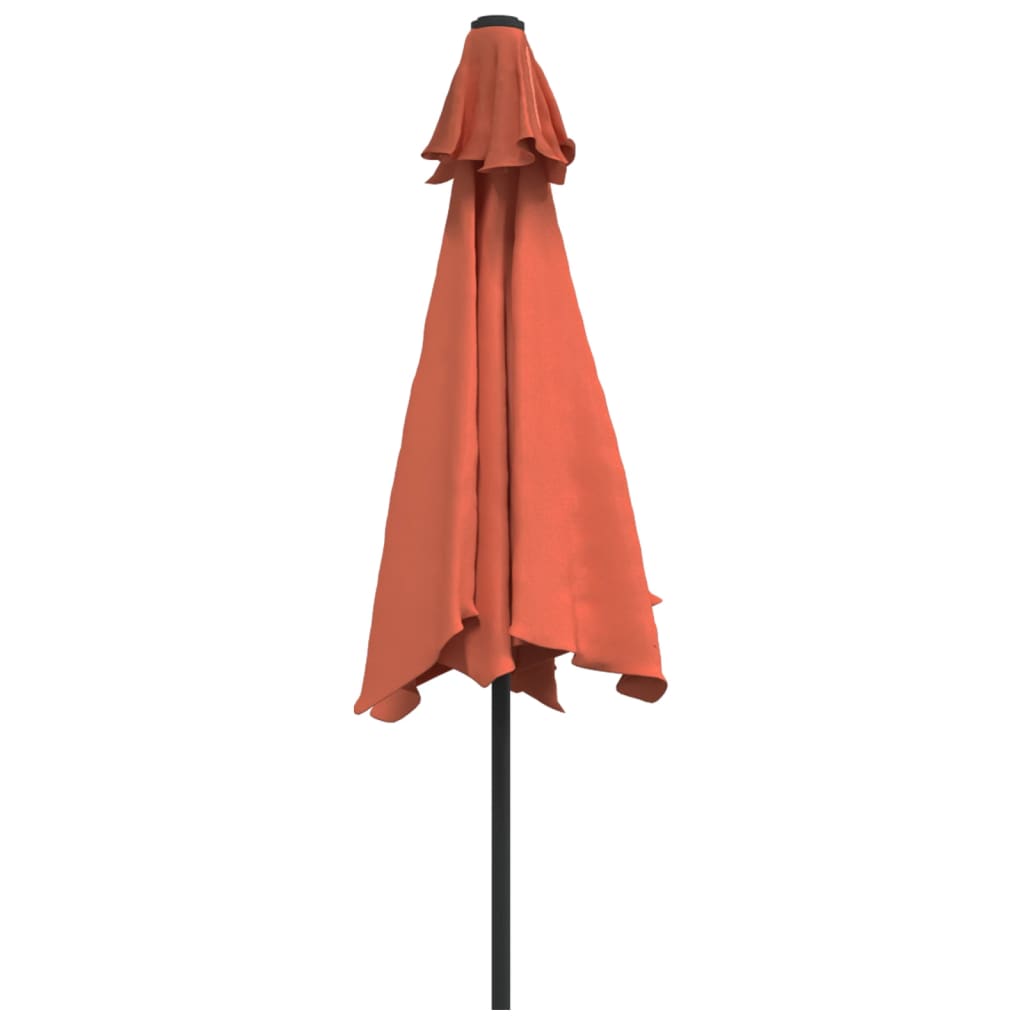 Umbrelă de soare cu LED-uri și stâlp oțel, cărămiziu, 300 cm