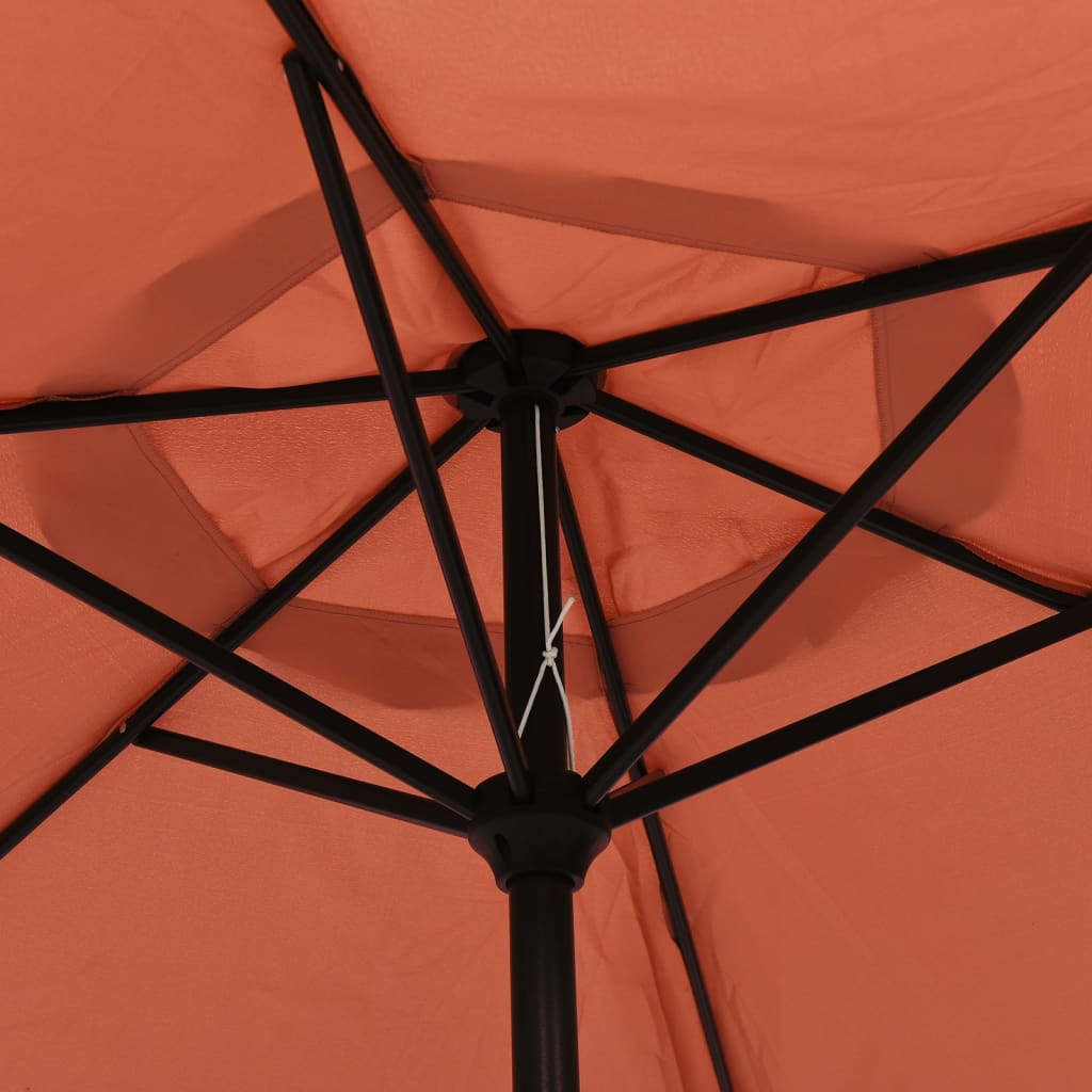 Umbrelă de soare cu LED-uri și stâlp oțel, cărămiziu, 300 cm