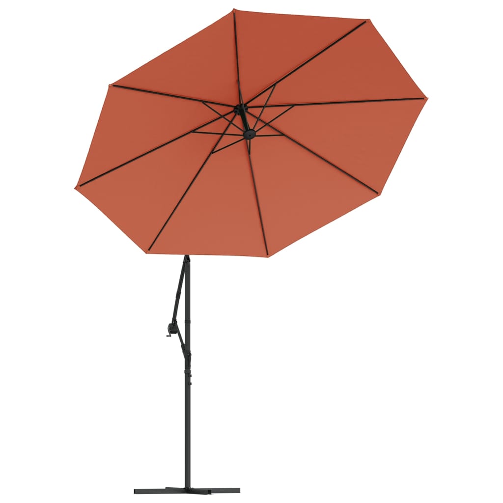 Umbrelă în consolă cu LED-uri și stâlp de oțel, cărămiziu