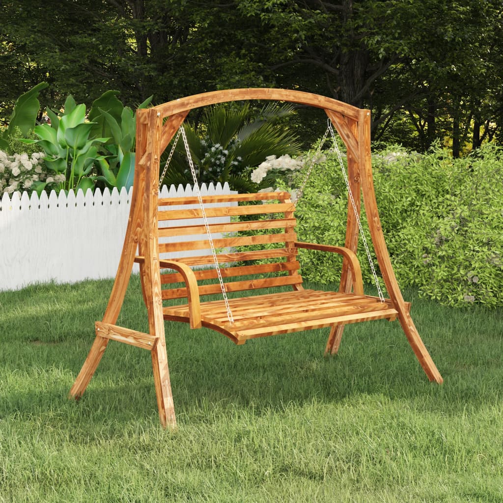 Swing frame, solid curved wood with teak finish