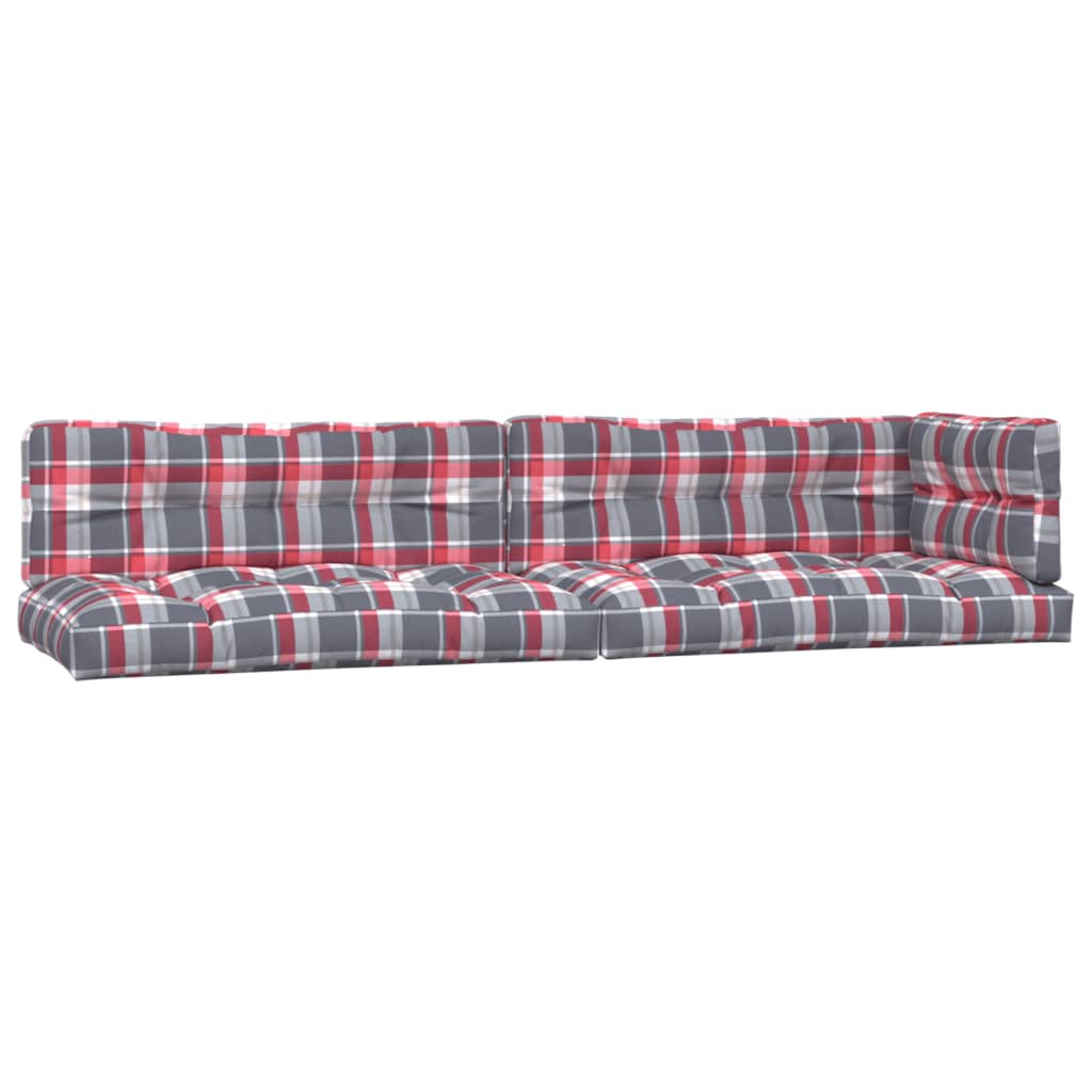 Pallet cushions, 5 pcs., checkered red, fabric