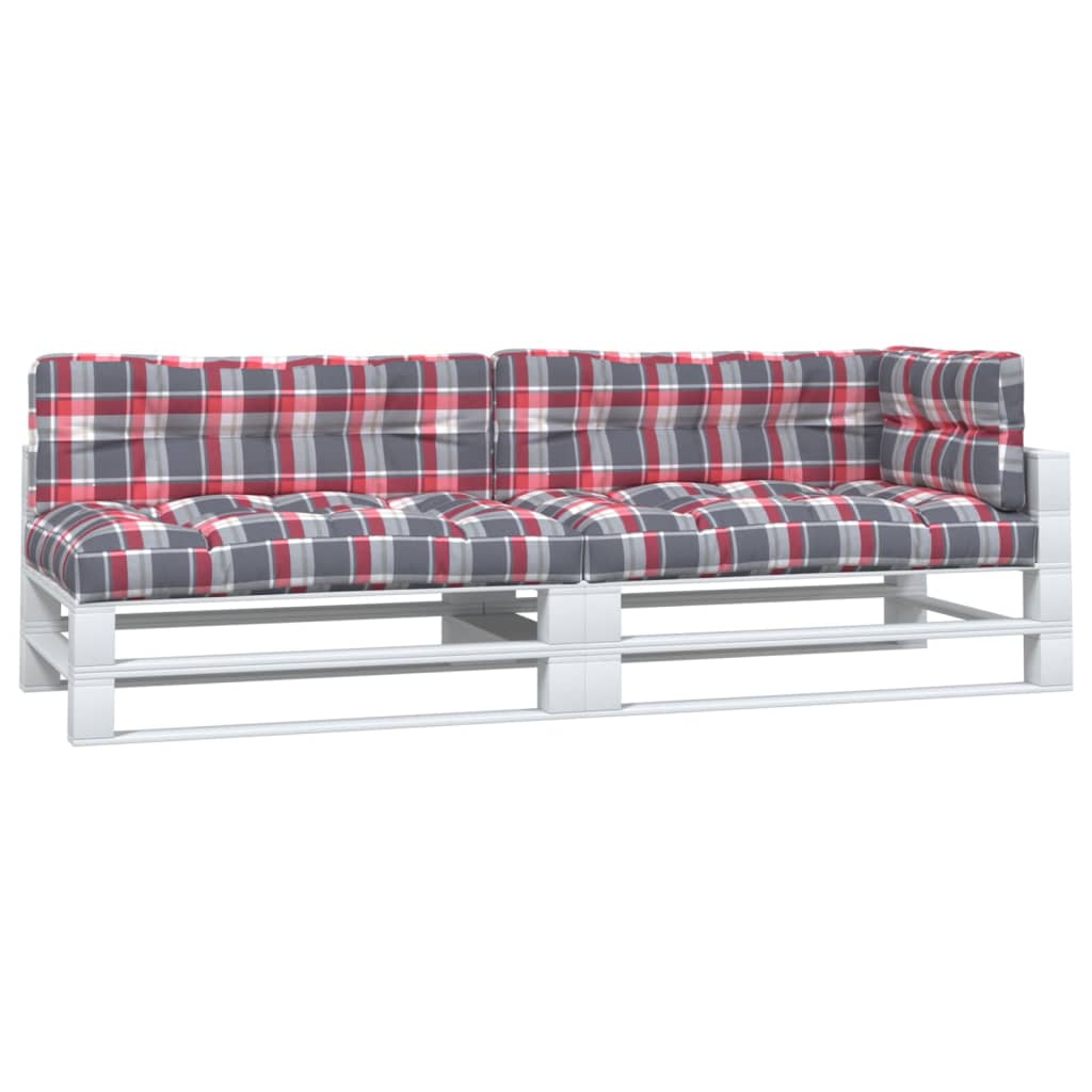 Pallet cushions, 5 pcs., checkered red, fabric