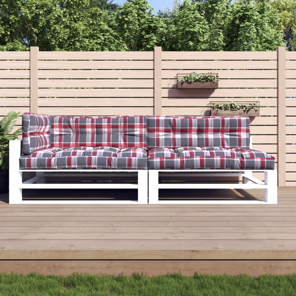 Pallet cushions, 5 pcs., checkered red, fabric