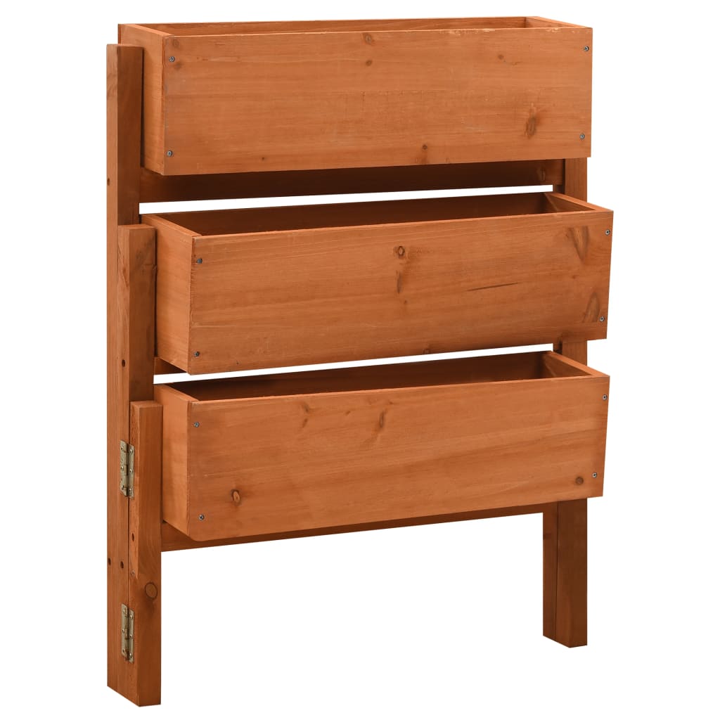 Jardinieră pliabilă, portocaliu, 60x14x75 cm, lemn masiv brad