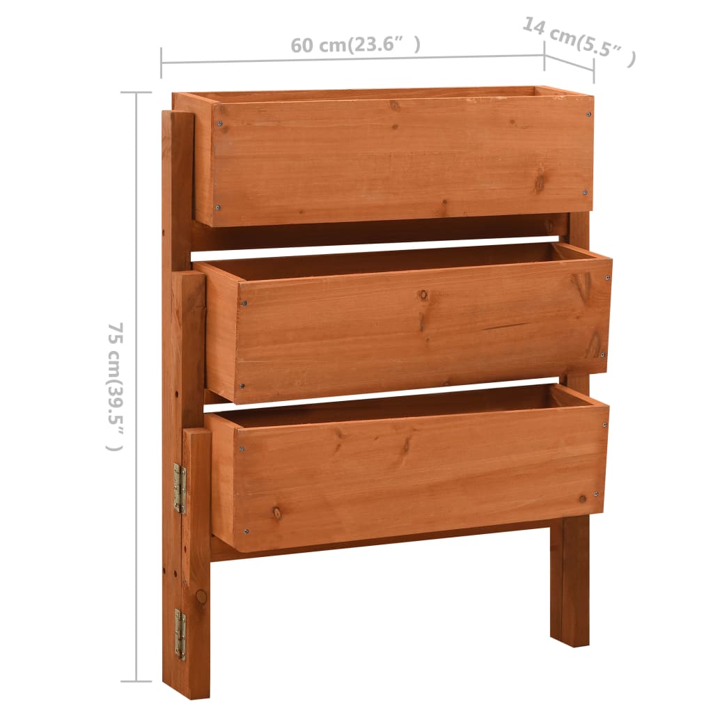 Jardinieră pliabilă, portocaliu, 60x14x75 cm, lemn masiv brad