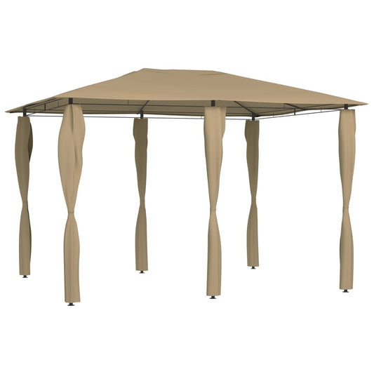 Pavilion cu huse pentru stâlpi, gri taupe, 3x4x2,6 m, 160 g/m²