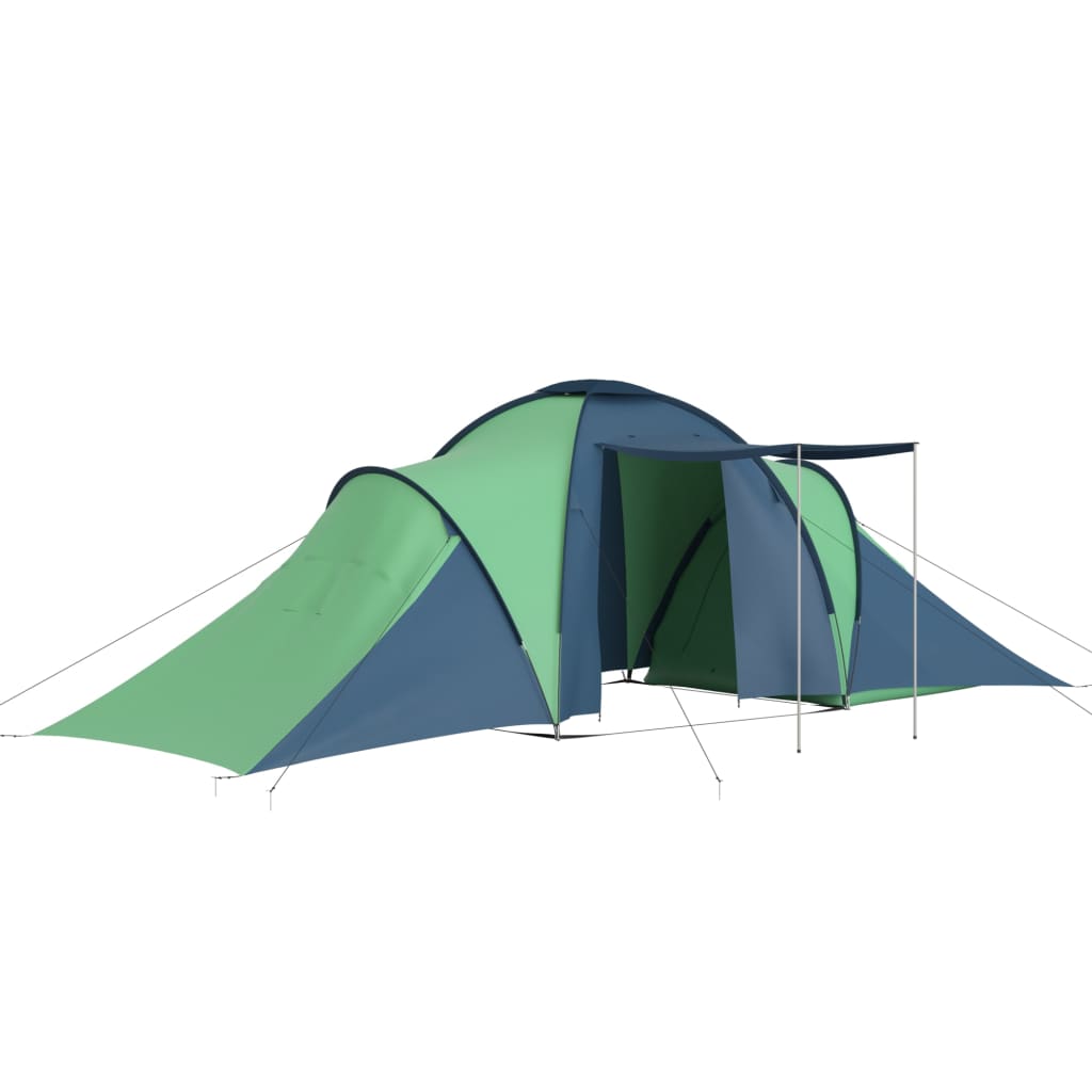 Camping tent, 6 people, blue and green