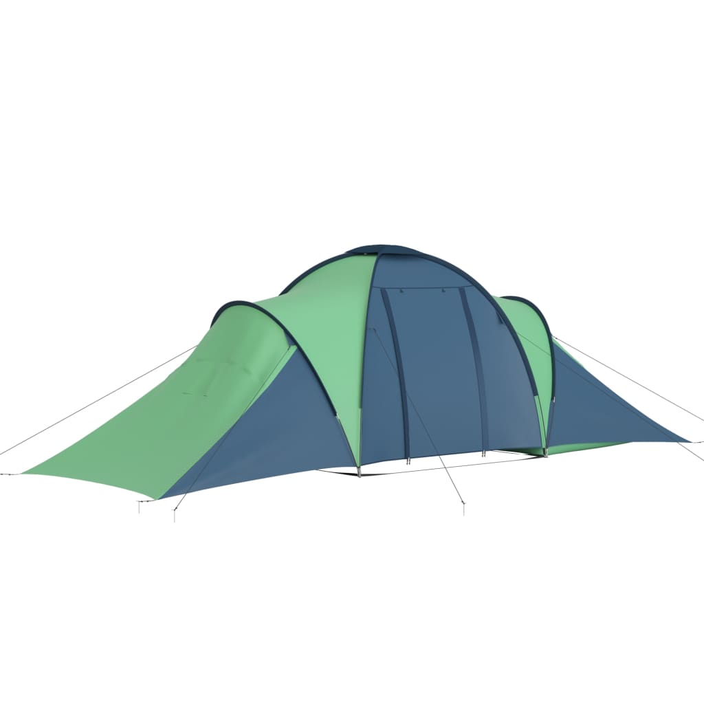 Camping tent, 6 people, blue and green