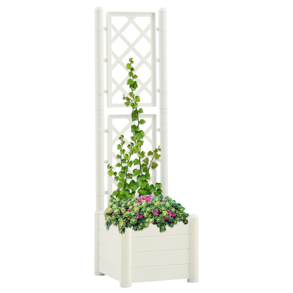 Jardinieră de grădină cu spalier, alb, 43x43x142 cm, PP