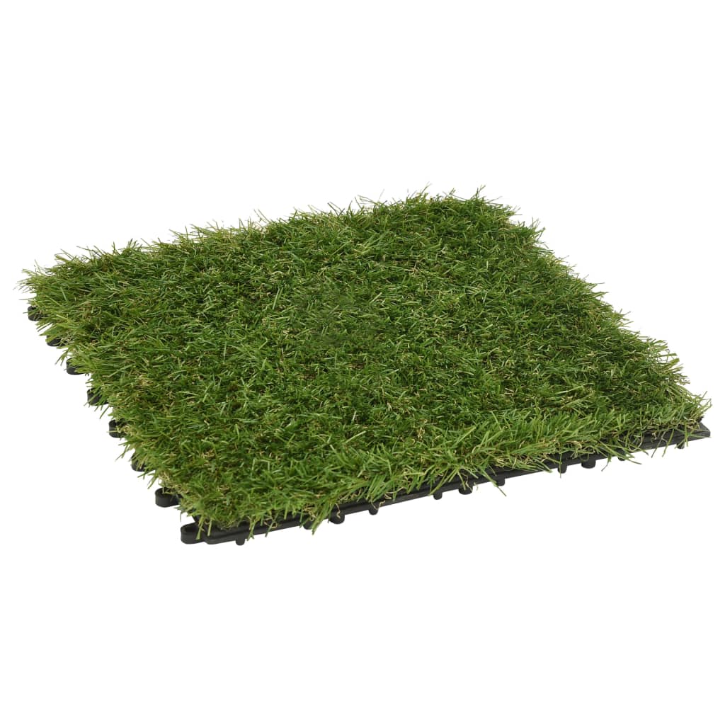 Artificial grass tiles, 22 pcs, green, 30x30 cm