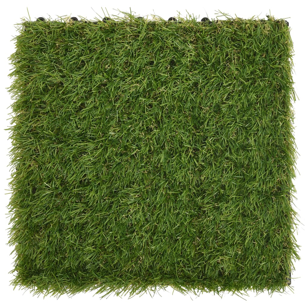 Artificial grass tiles, 22 pcs, green, 30x30 cm