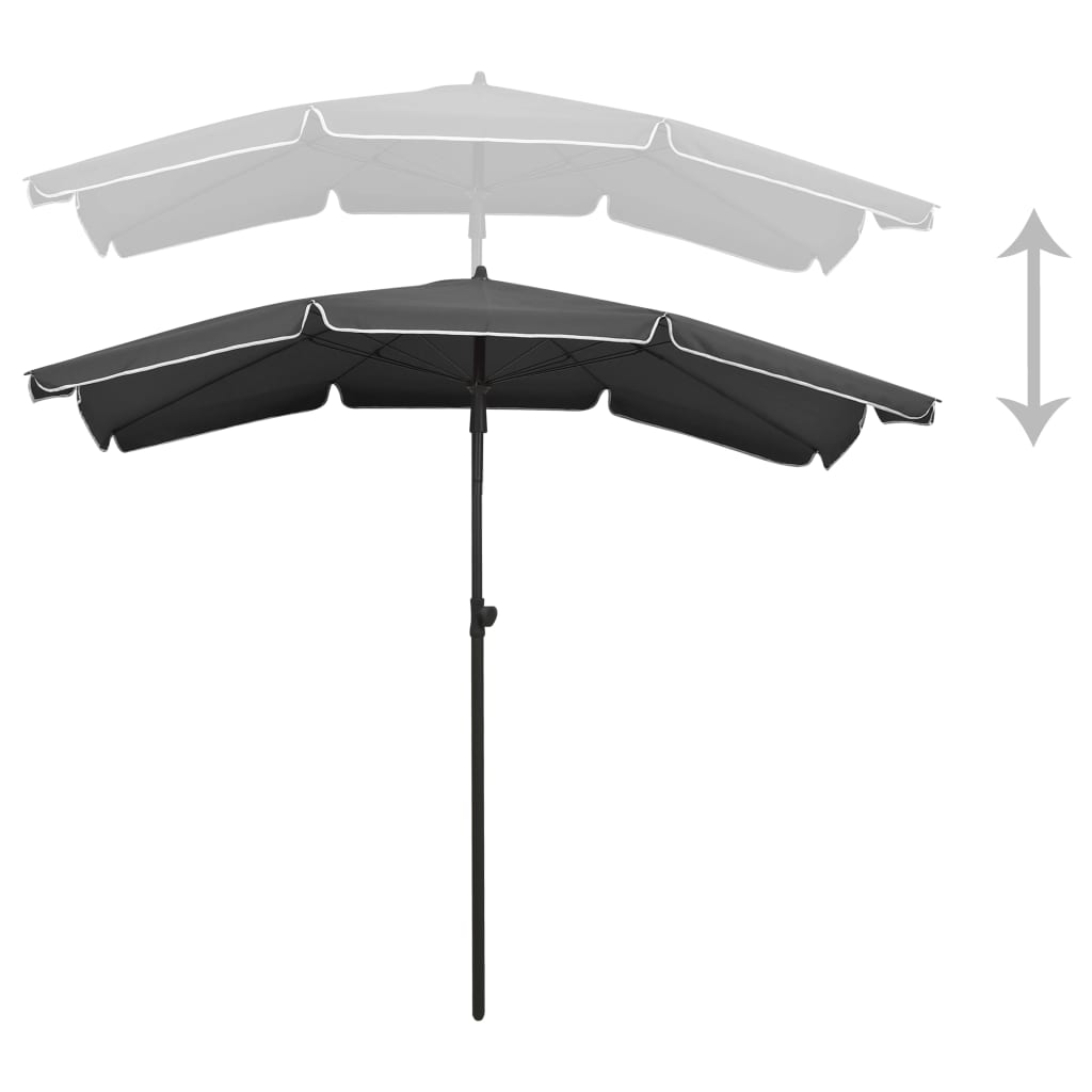 Umbrelă de grădină cu stâlp, antracit, 200x130 cm