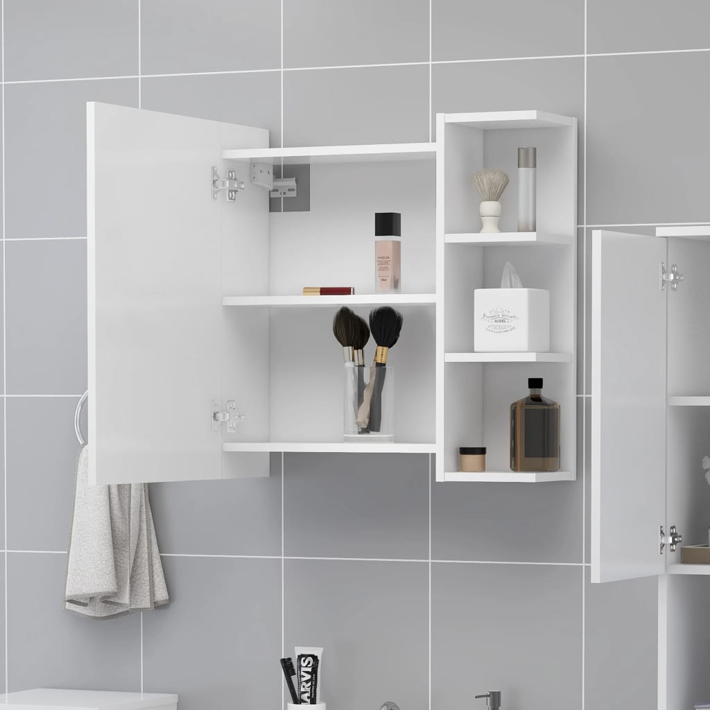 Bathroom cabinet with mirror, white, 62.5 x 20.5 x 64 cm, PAL