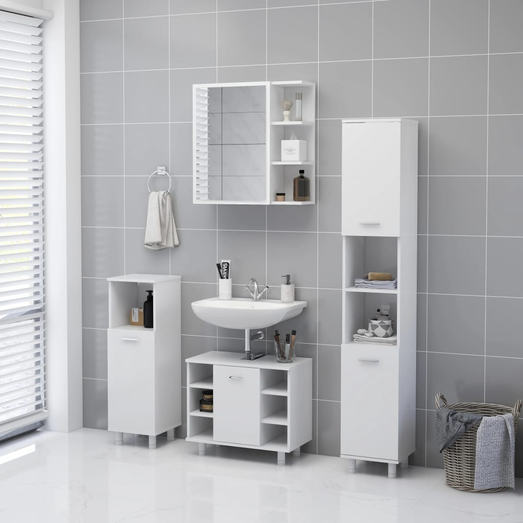 Bathroom cabinet with mirror, white, 62.5 x 20.5 x 64 cm, PAL