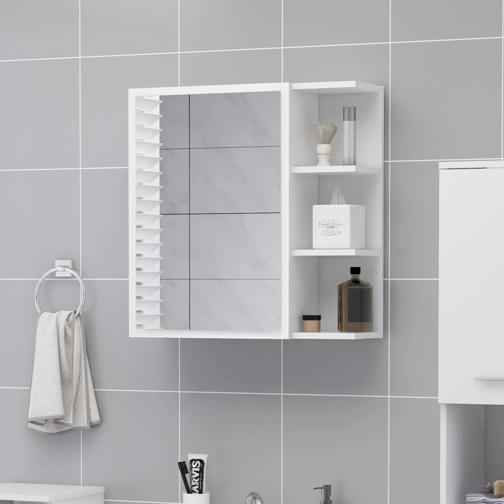 Bathroom cabinet with mirror, white, 62.5 x 20.5 x 64 cm, PAL
