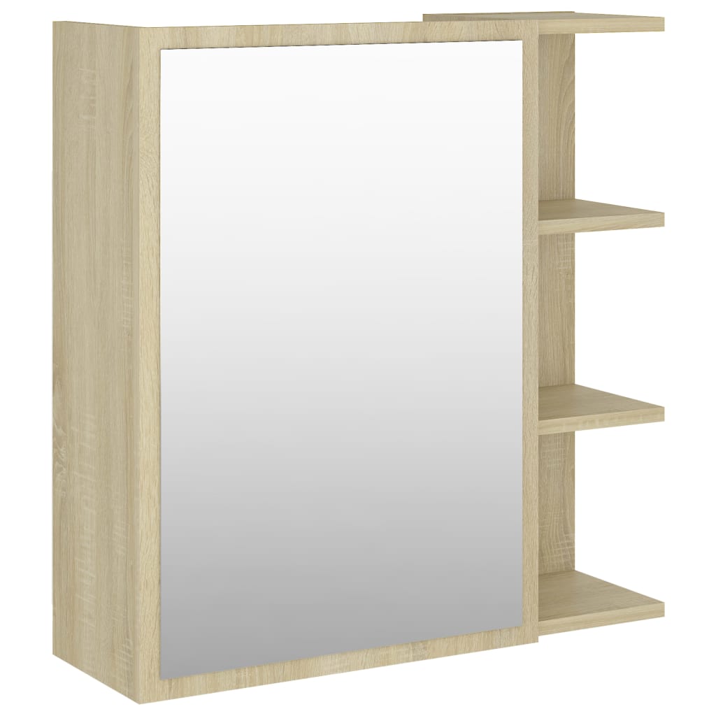 Bathroom cabinet with mirror, Sonoma oak, 62.5x20.5x64 cm Chipboard