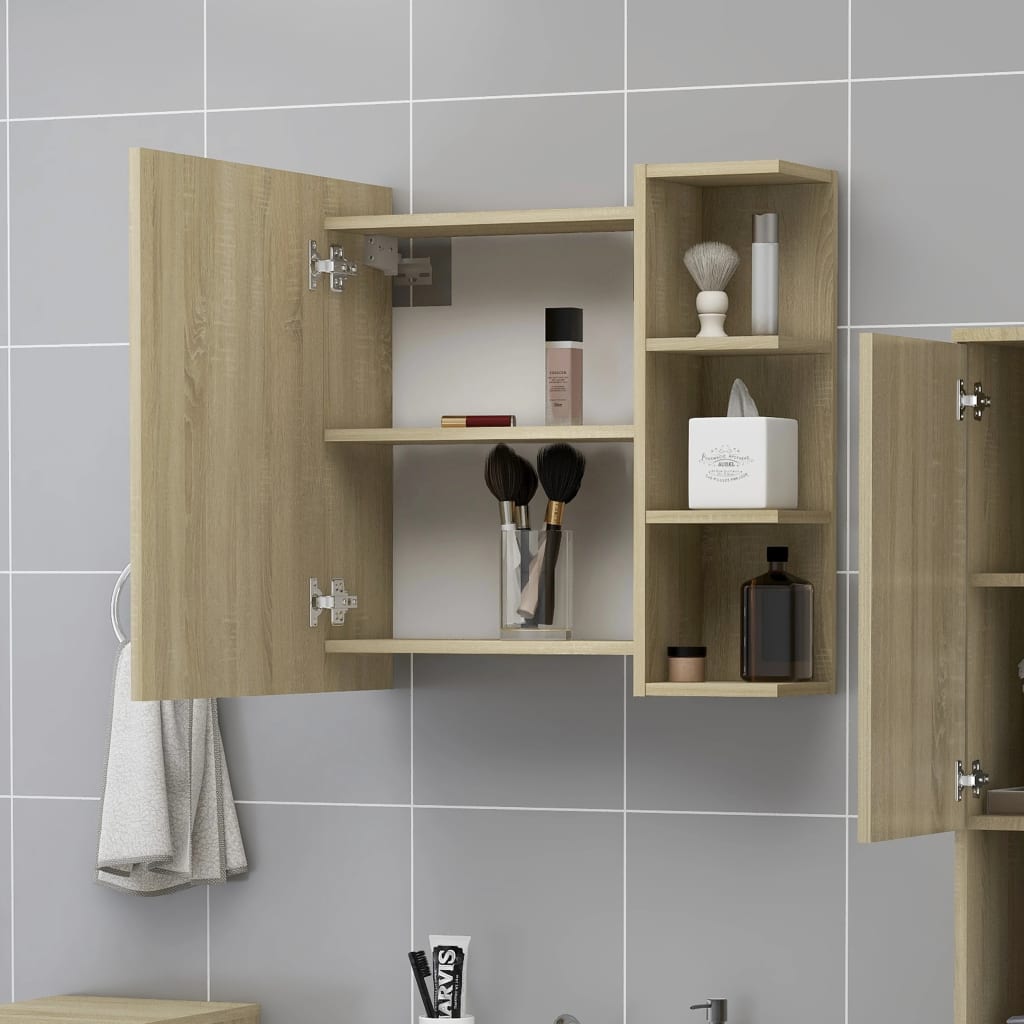Bathroom cabinet with mirror, Sonoma oak, 62.5x20.5x64 cm Chipboard