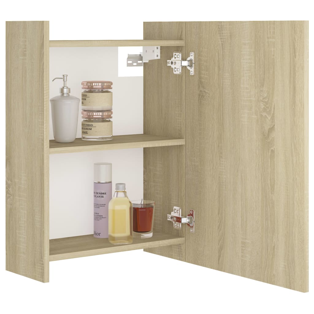 Bathroom cabinet with mirror, Sonoma oak, 62.5x20.5x64 cm Chipboard