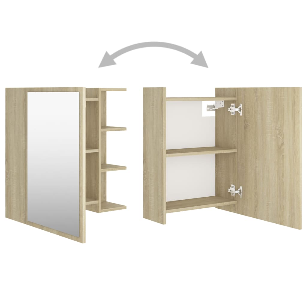 Bathroom cabinet with mirror, Sonoma oak, 62.5x20.5x64 cm Chipboard