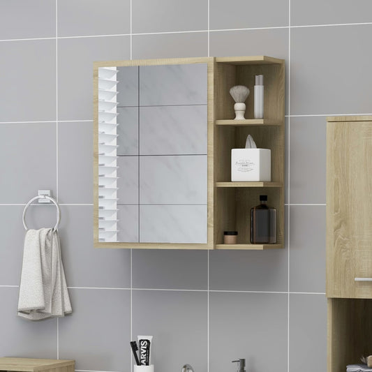 Bathroom cabinet with mirror, Sonoma oak, 62.5x20.5x64 cm Chipboard