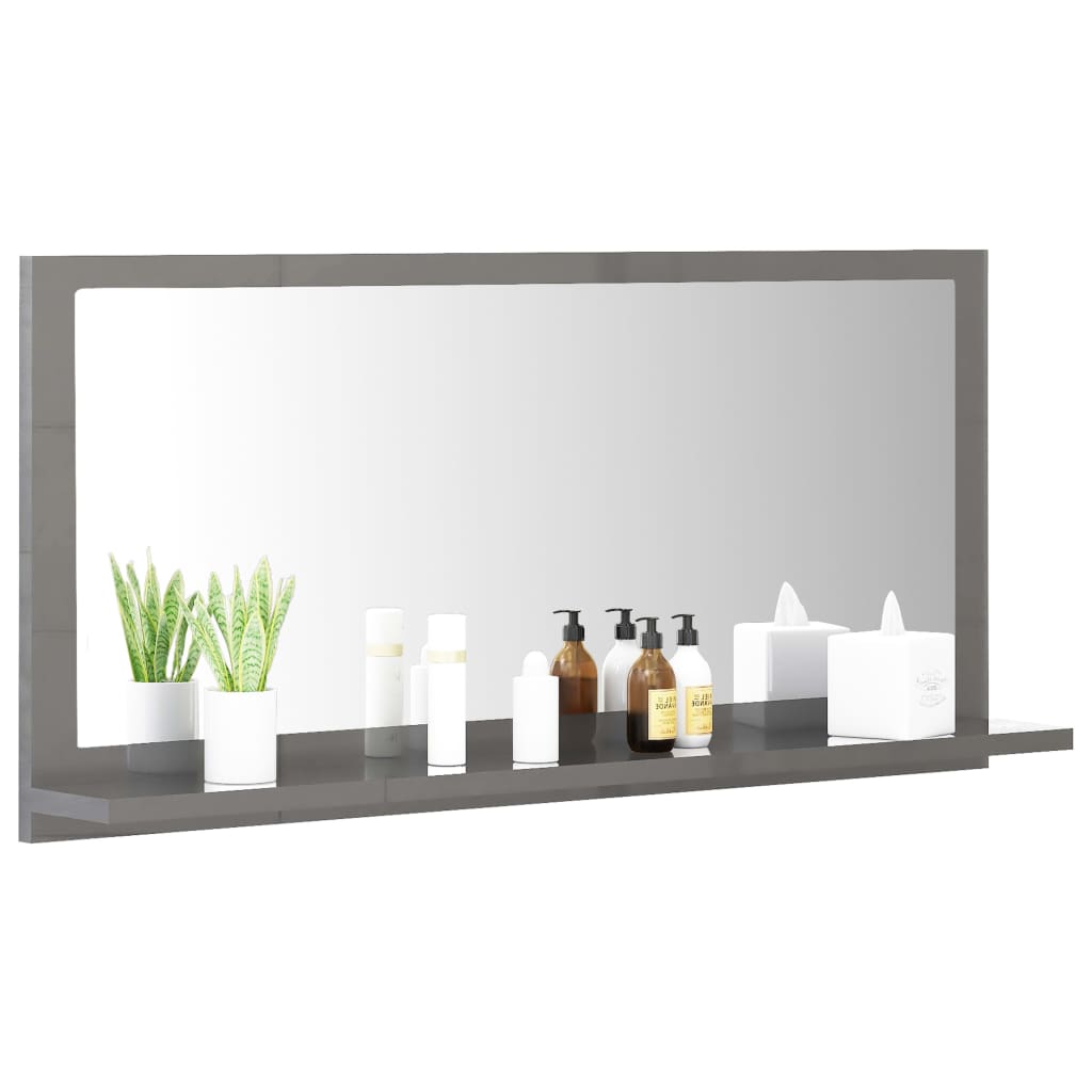 Bathroom mirror, glossy grey, 80 x 10.5 x 37 cm, PAL
