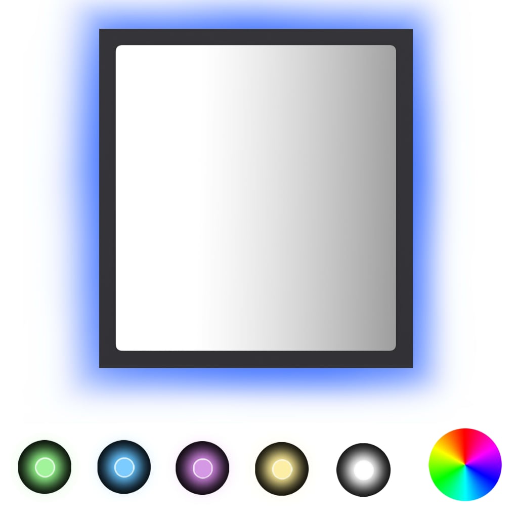 Bathroom mirror with LED, gray, 40x8.5x37 cm, acrylic